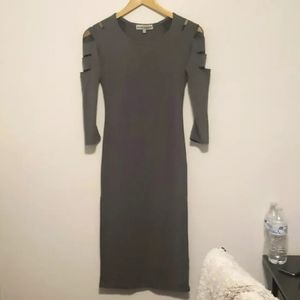Gray shoulder cut dress